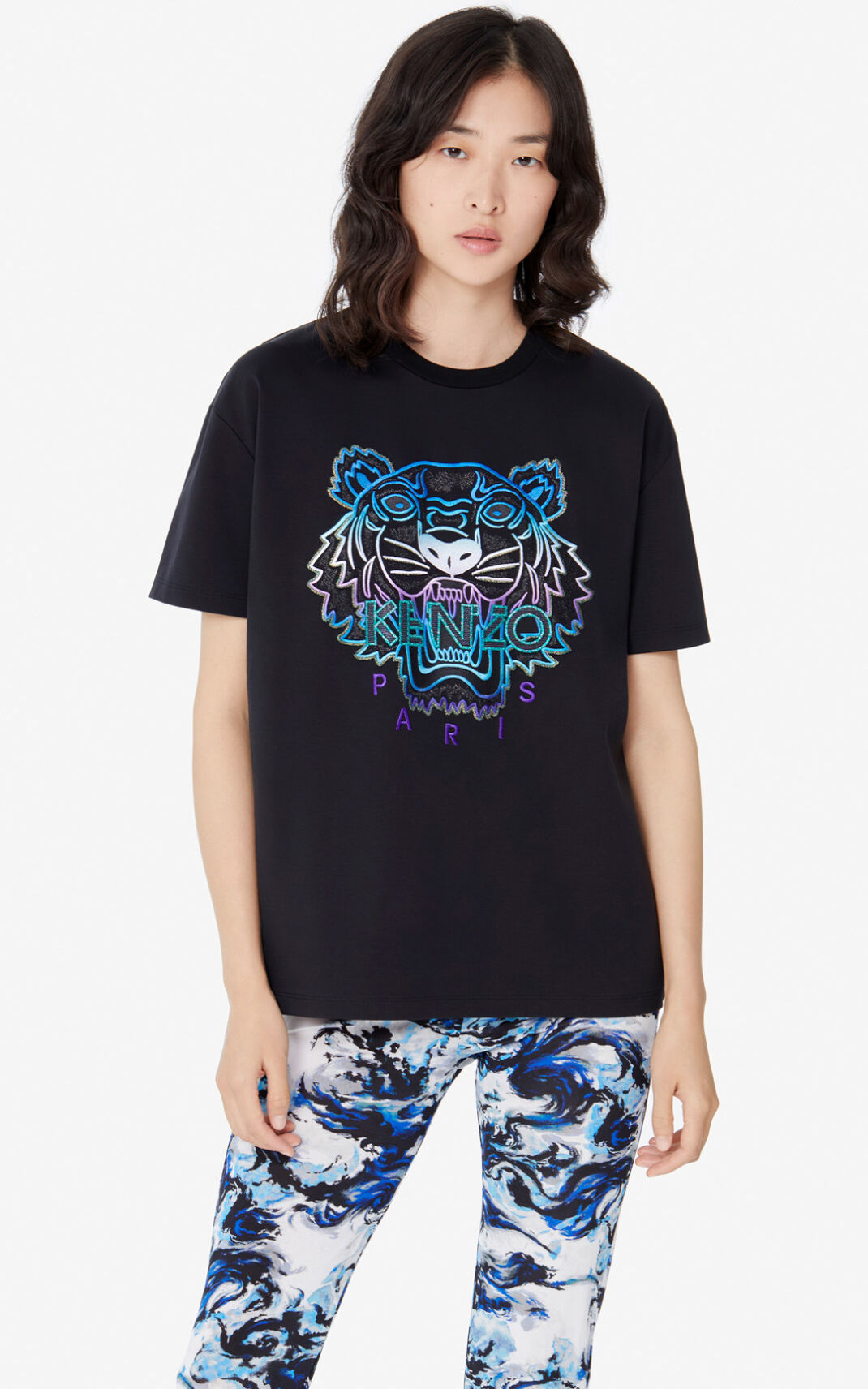 Kenzo Tiger Camisetas Mujer Negras | 7285013-PD